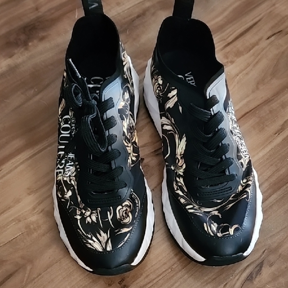 Versace Jeans Couture Black and Gold Women's Athletic Shoes